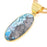 Blue Dendritic Opal 24K Gold Plated Pendant  GPH1543