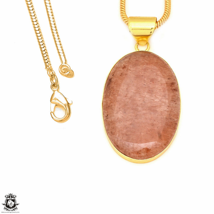 Strawberry Quartz 24K Gold Plated Pendant  GPH547