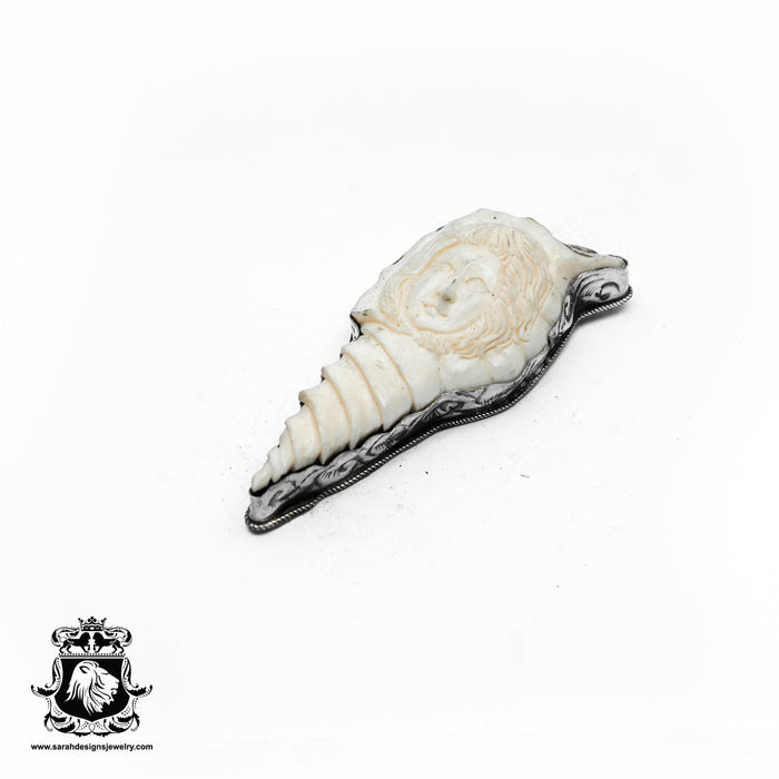 Conch Shell Lady  Carving Silver Pendant & Chain N470