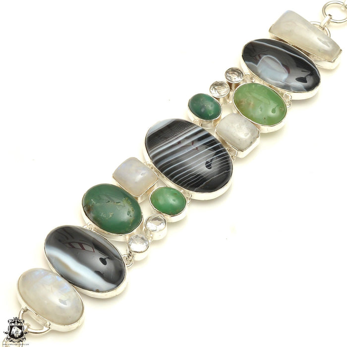 Boulder Chrysoprase Agate Moonstone Necklace Bracelet SET996