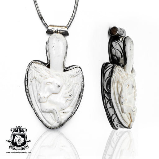 Pegasus on a Spoon  Carving Silver Pendant & Chain N296