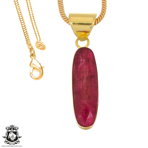 Ceylon Ruby 24K Gold Plated Pendant  GPH1266