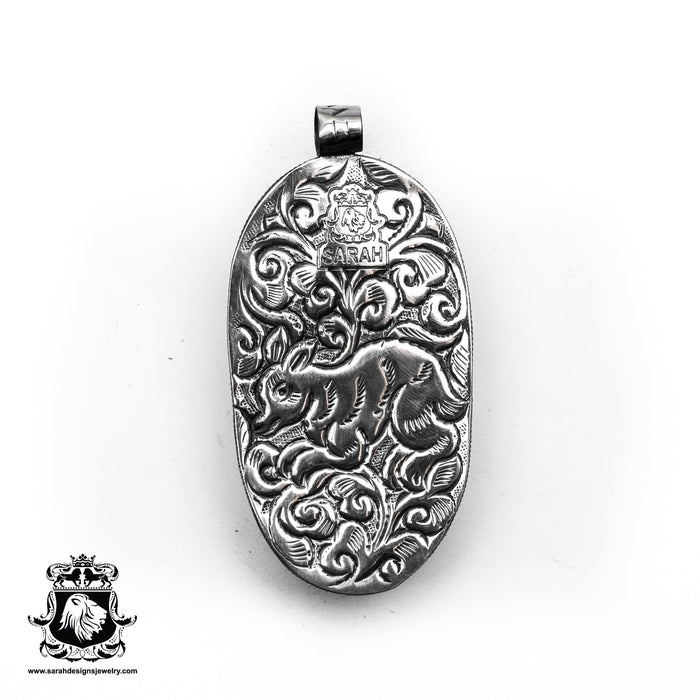 Inca mythology Nature Deity Pachamama  Carving Silver Pendant & Chain N392