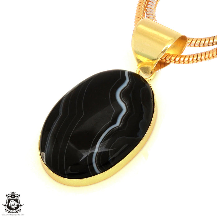 Banded Agate 24K Gold Plated Pendant  GPH1792
