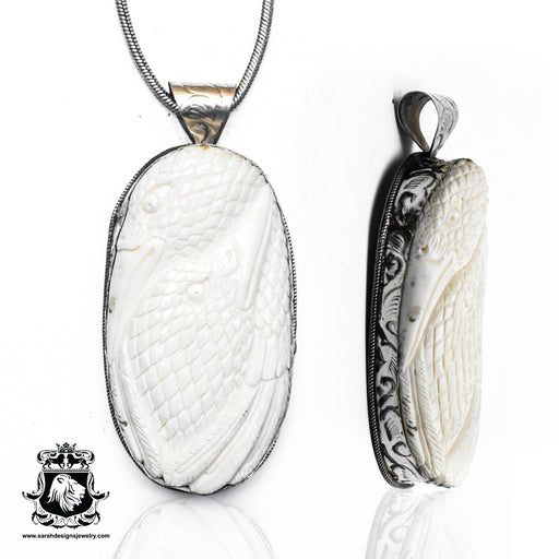 Phalanx of Storks  Carving Silver Pendant & Chain N389