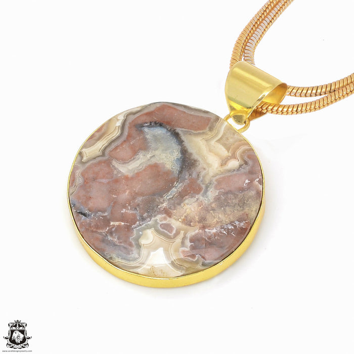 Crazy Lace Agate 24K Gold Plated Pendant  GPH615