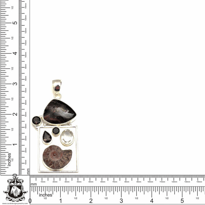 Crazy Lace Agate Ammonite Pendant & Chain P8960