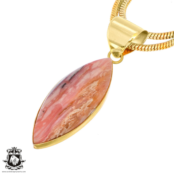 Peruvian Pink Opal 24K Gold Plated Pendant  GPH1002