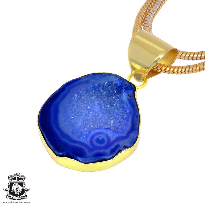 Seafoam Ocean Geode 24K Gold Plated Pendant  GPH1278