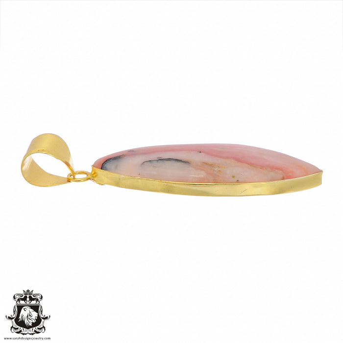 Peruvian Pink Opal 24K Gold Plated Pendant  GPH992
