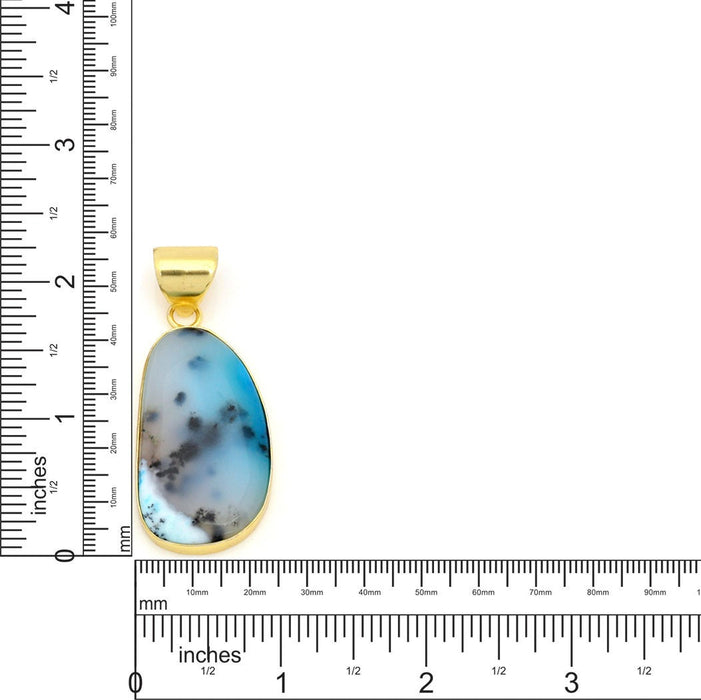 Blue Dendritic Opal 24K Gold Plated Pendant  GPH1544