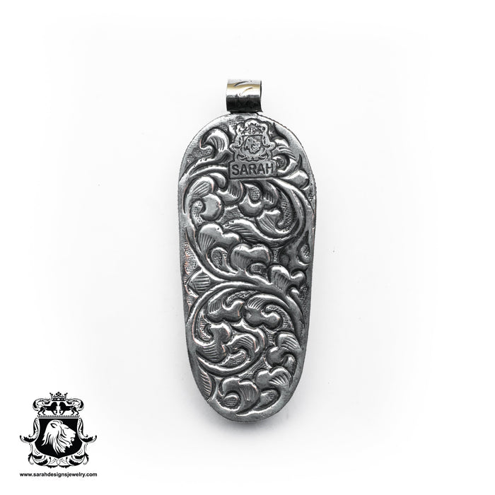 Eagle Bear  Carving Silver Pendant & Chain N515