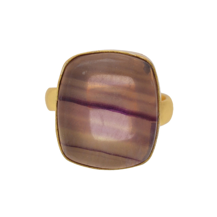 Size 6.5 - Size 8 Ring Fluorite 24K Gold Plated Ring GPR1163