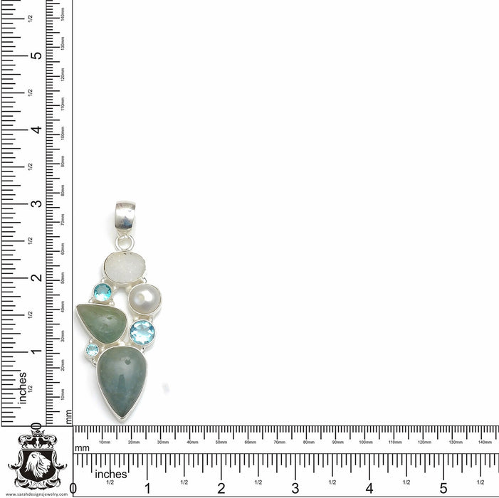 3 Inch Aquamarine Pendant & Chain P9000