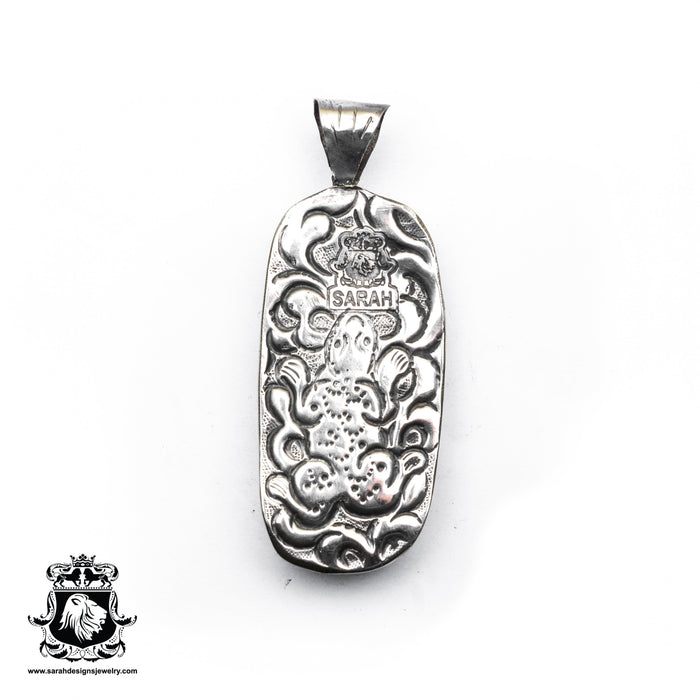 Skull Mounted on Dragon  Carving Silver Pendant & Chain N244