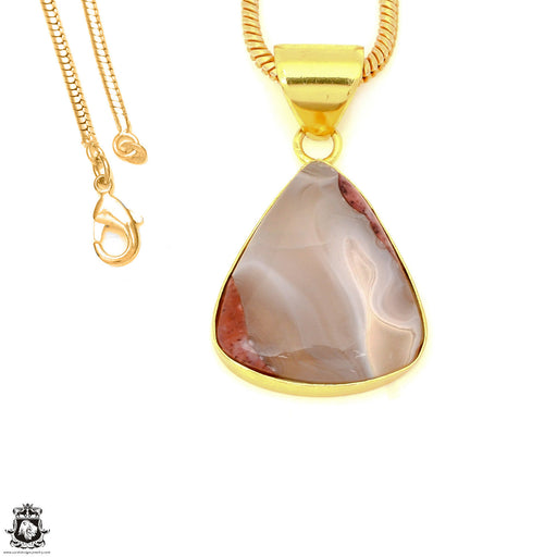 Laguna Lace Agate 24K Gold Plated Pendant 3mm Snake Chain GPH1631