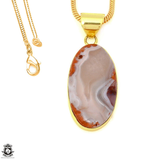 Laguna Lace Agate 24K Gold Plated Pendant 3mm Snake Chain GPH1624