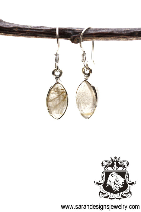 Rutile Rutilated Quartz 925 SOLID Sterling Silver Earrings E52