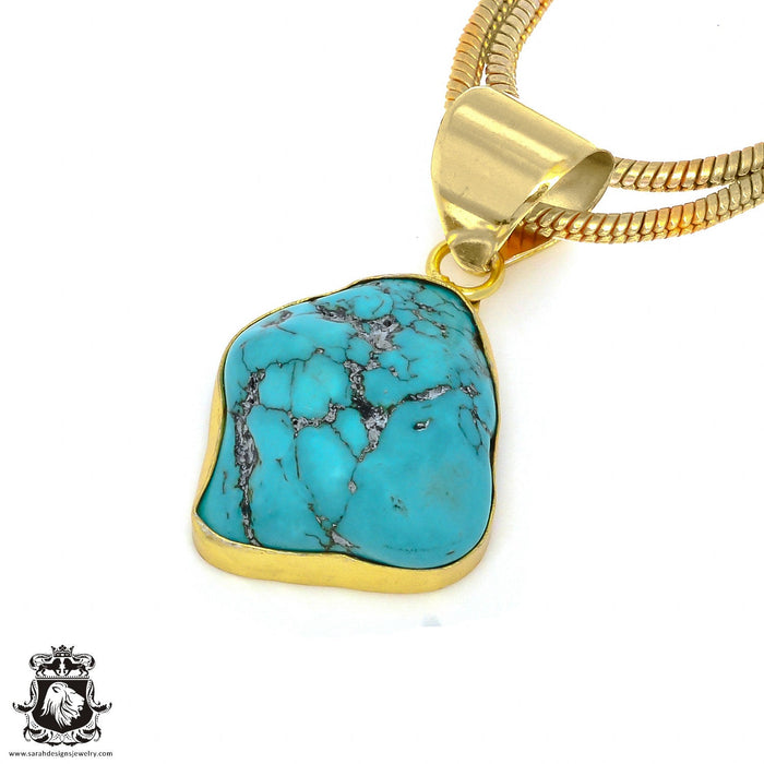 Turquoise Nugget 24K Gold Plated Pendant  GPH912