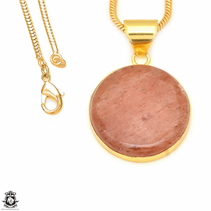 Strawberry Quartz 24K Gold Plated Pendant  GPH545