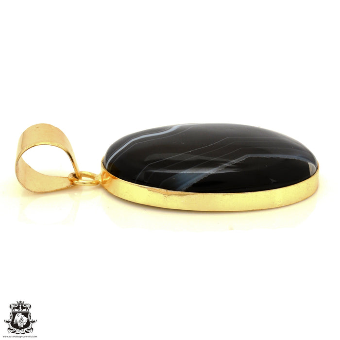 Banded Agate 24K Gold Plated Pendant  GPH1792