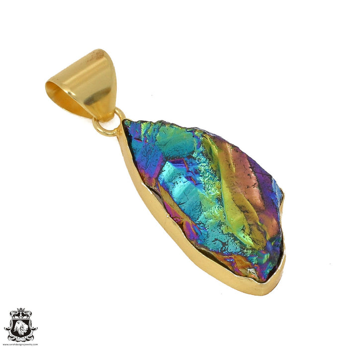 Titanium Aura Quartz 24K Gold Plated Pendant  GPH1173