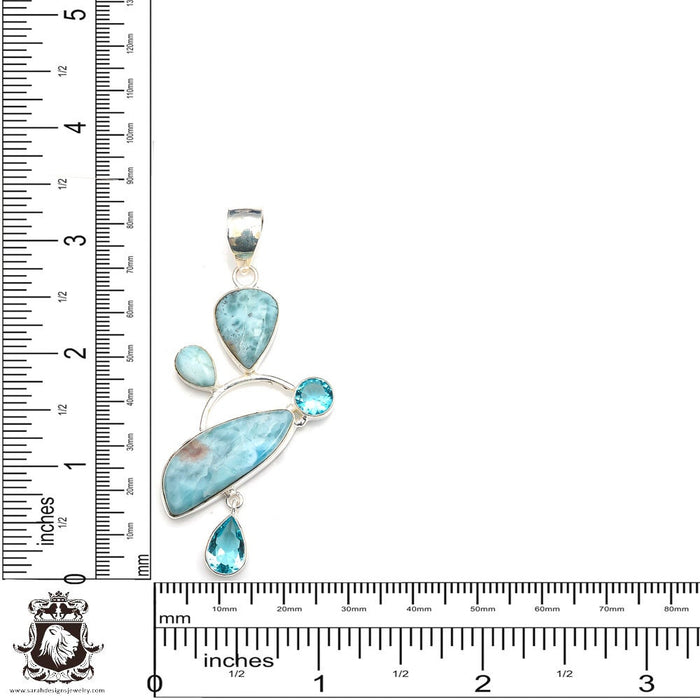 Larimar Pearl Blue Topaz Pendant & Chain P9356