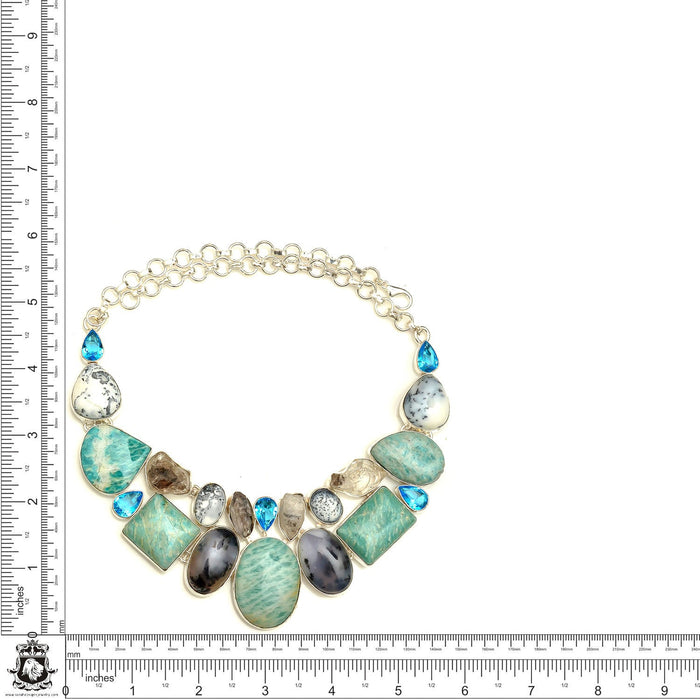 Australian Amazonite Dendritic Opal Herkimer Diamond Necklace Bracelet SET992