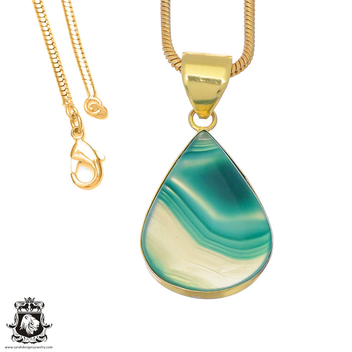 Banded Agate 24K Gold Plated Pendant  GPH849