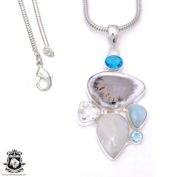 Merlinite Dendritic Opal Pendant & Chain P7891