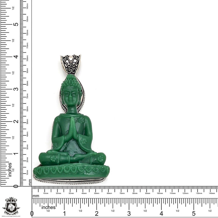 4 Inch Folding Hands Composite Jade Buddha Pendant  P8439