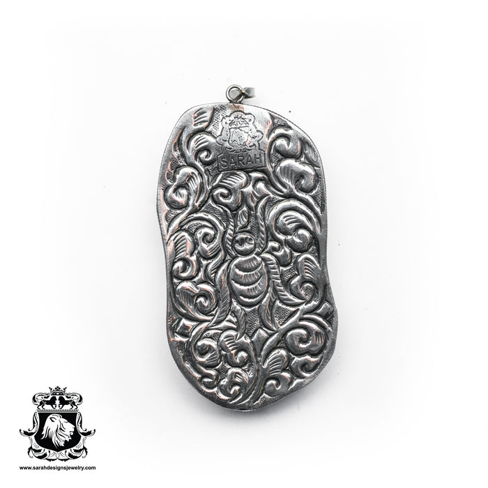 Shrieking Skull  Carving Silver Pendant & Chain N525