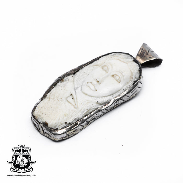 Pocahontas  Carving Silver Pendant & Chain N229