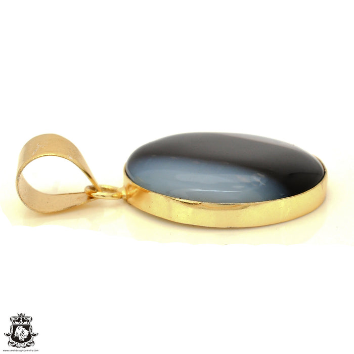 Banded Agate 24K Gold Plated Pendant  GPH1805