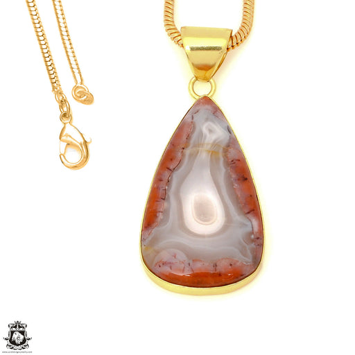 Laguna Lace Agate 24K Gold Plated Pendant 3mm Snake Chain GPH1619
