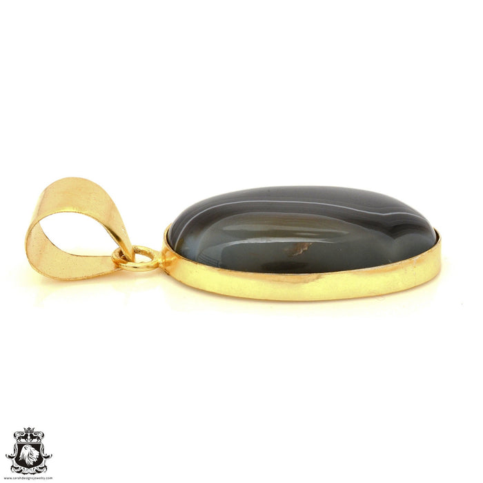 Banded Agate 24K Gold Plated Pendant  GPH1803