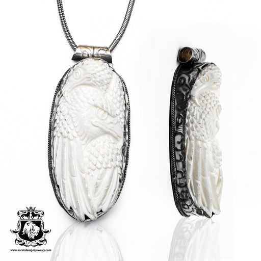 Flock of Golden Eagle  Carving Silver Pendant & Chain N315