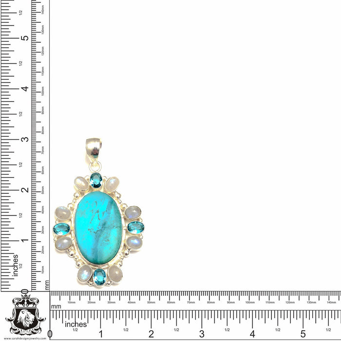 Blue Veinless Arizona Turquoise Pendant & Chain P8955