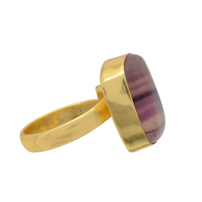 Size 6.5 - Size 8 Ring Fluorite 24K Gold Plated Ring GPR1163
