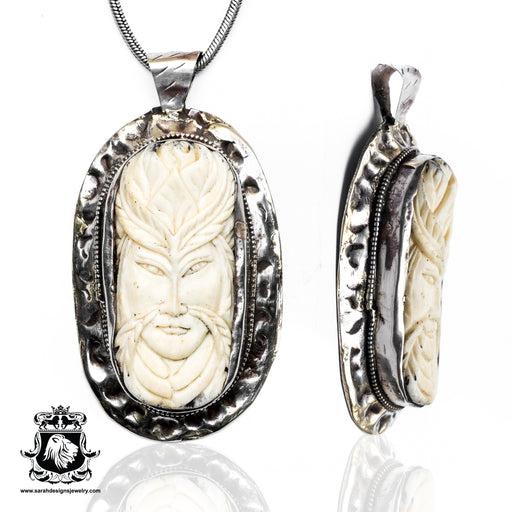 Masquerading Lady Tibetan Repousse Silver Pendant 4MM Chain N266