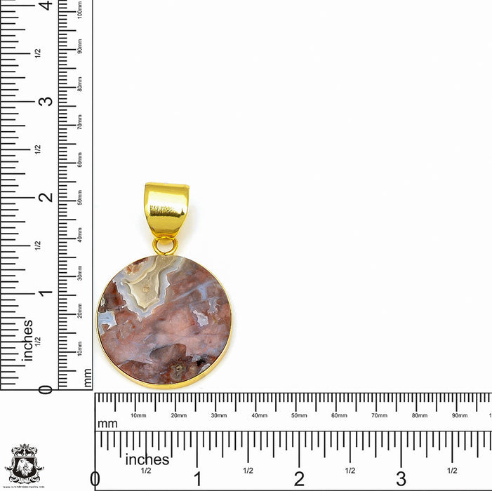 Crazy Lace Agate 24K Gold Plated Pendant  GPH614