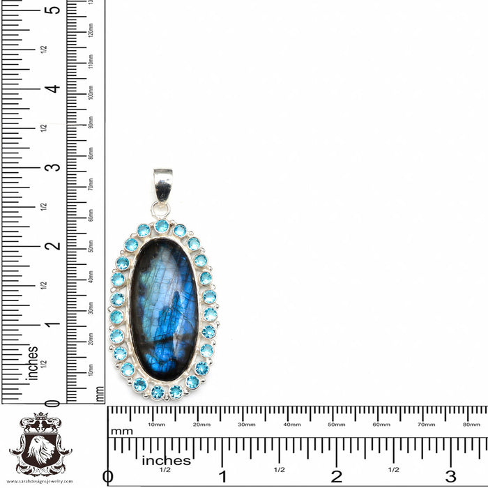 Labradorite Blue Topaz Pendant & Chain P9327