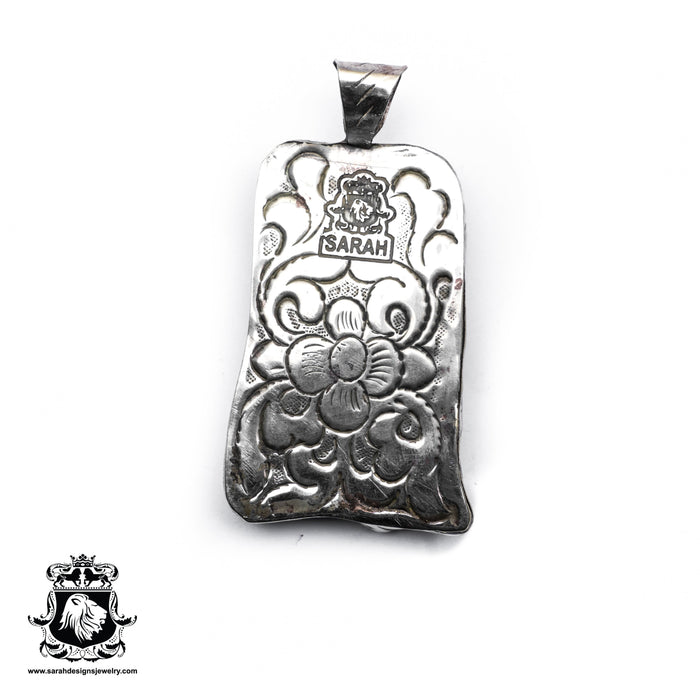 Snake Crawling out of Skull  Carving Silver Pendant & Chain N197