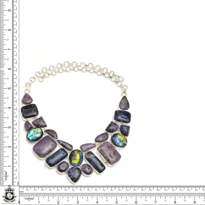 Sodalite Charoite Dichroic Glass Necklace Bracelet SET1007
