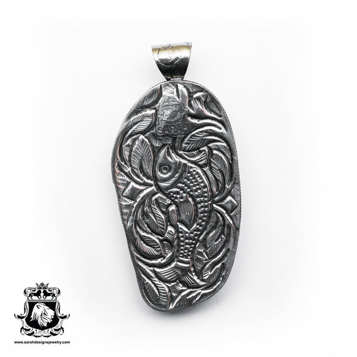 Hooded Grim Reaper  Carving Silver Pendant & Chain N499
