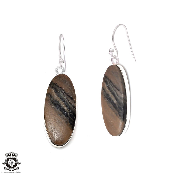 Stromatolite 925 SOLID Sterling Silver Hook Dangle Earrings E424