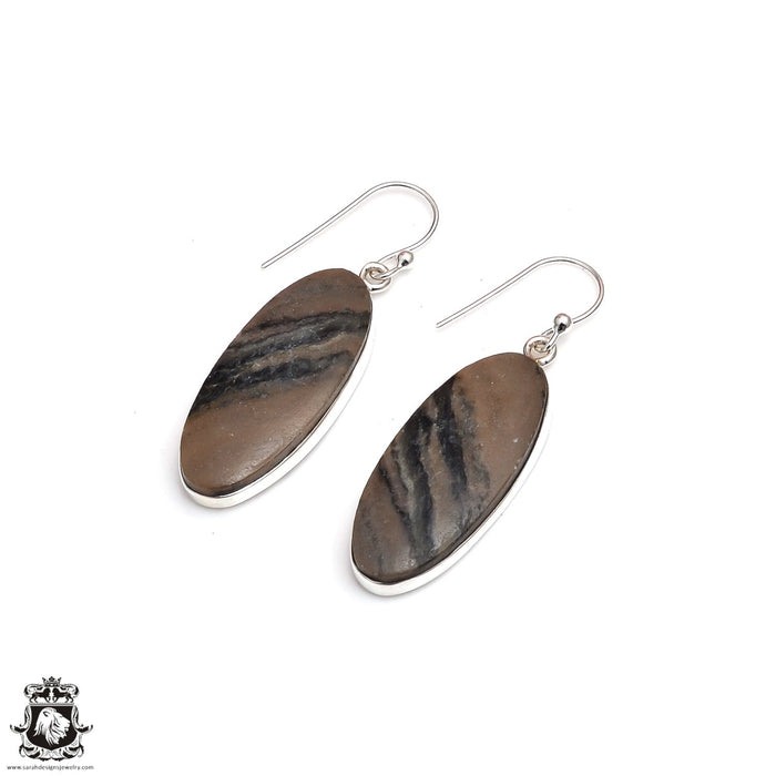 Stromatolite 925 SOLID Sterling Silver Hook Dangle Earrings E424