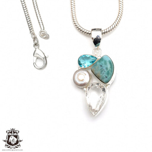 Larimar Pearl  Pendant & Chain P9369