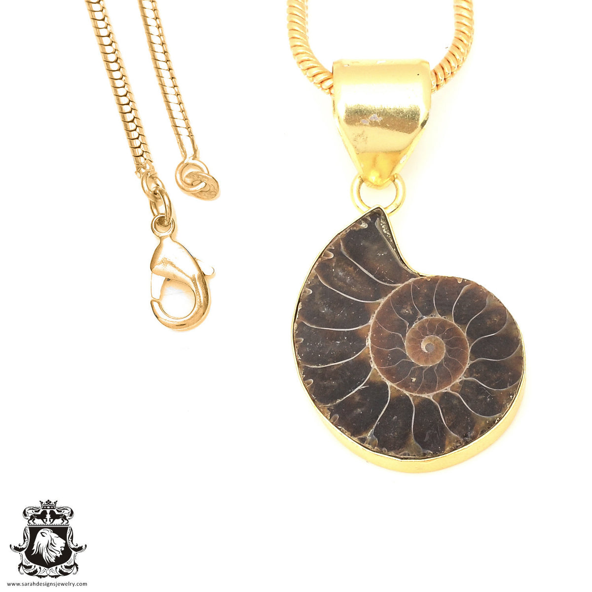 Ammonite 24K Gold Plated Pendant GPH681 — Sarah Designs Jewelry