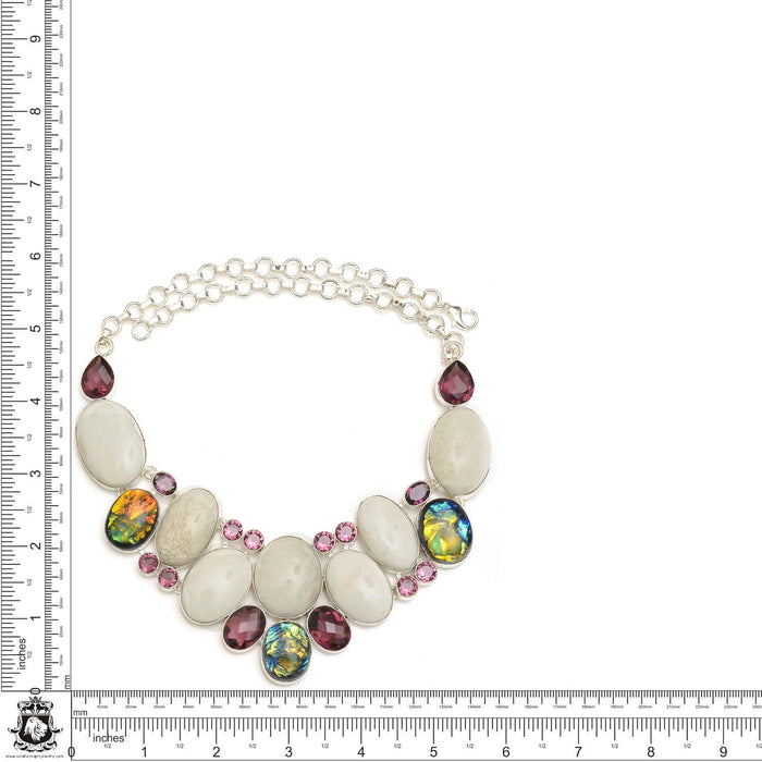 Scolecite Amethyst Dichroic Glass Necklace Bracelet SET1032